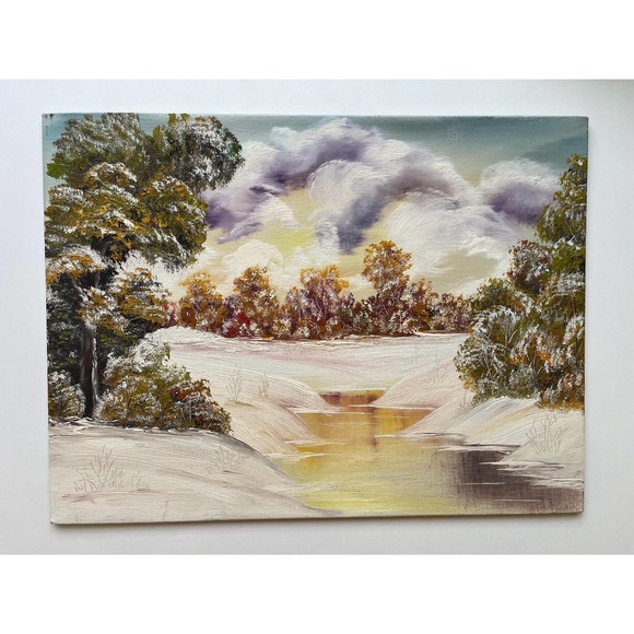 Other - Original Acrilic Painting, unsigned Winter Landscape 16x12 on canvas board